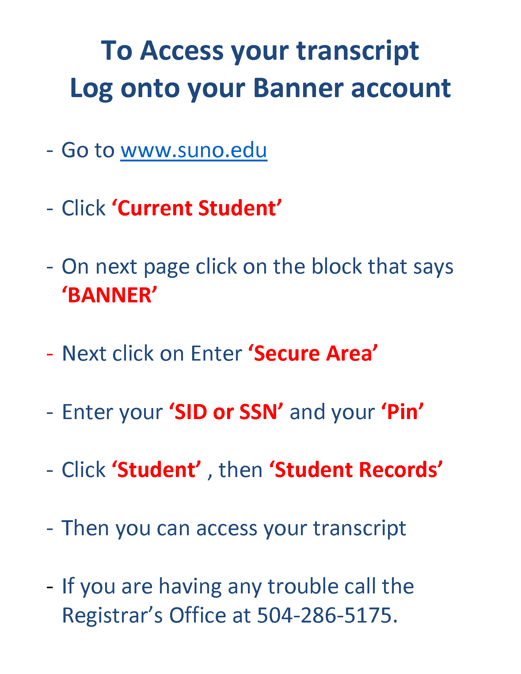 Student Transcript Access