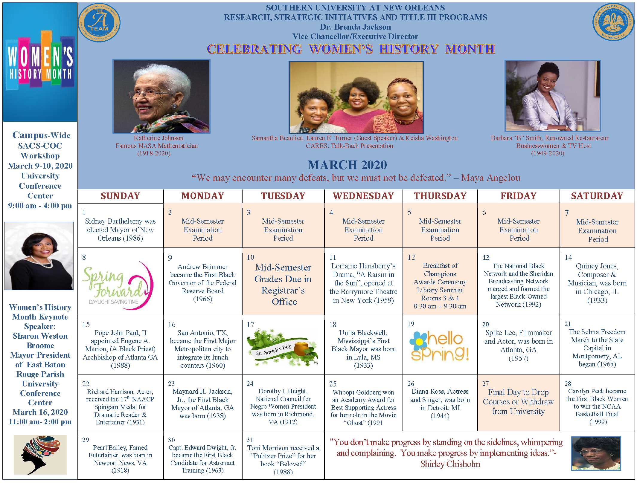 Calendar | Southern University at New Orleans
