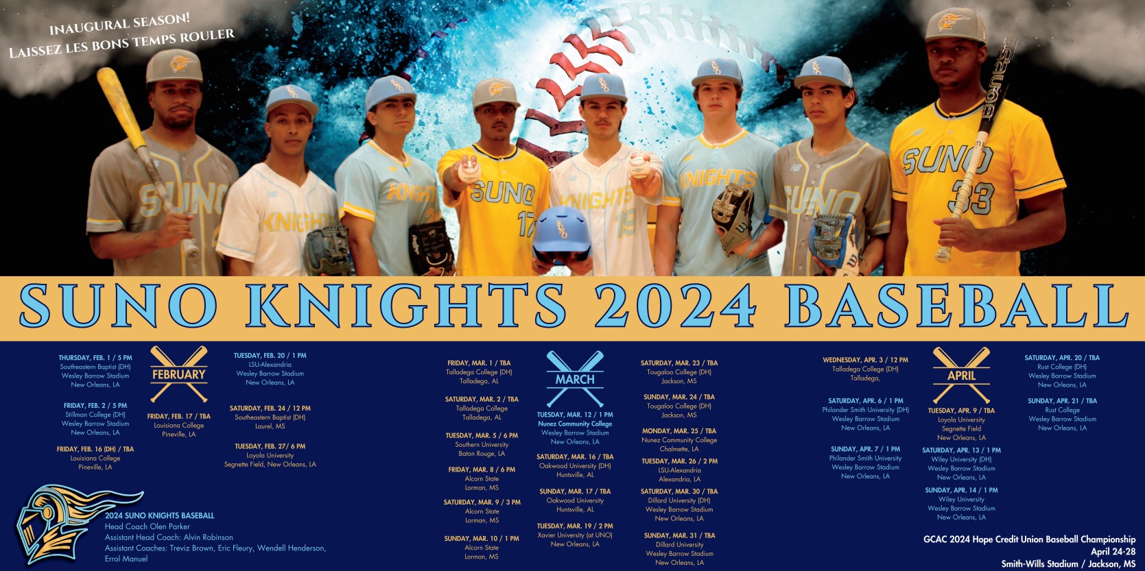 KNIGHTS Baseball Schedule 2024 Southern University at New Orleans