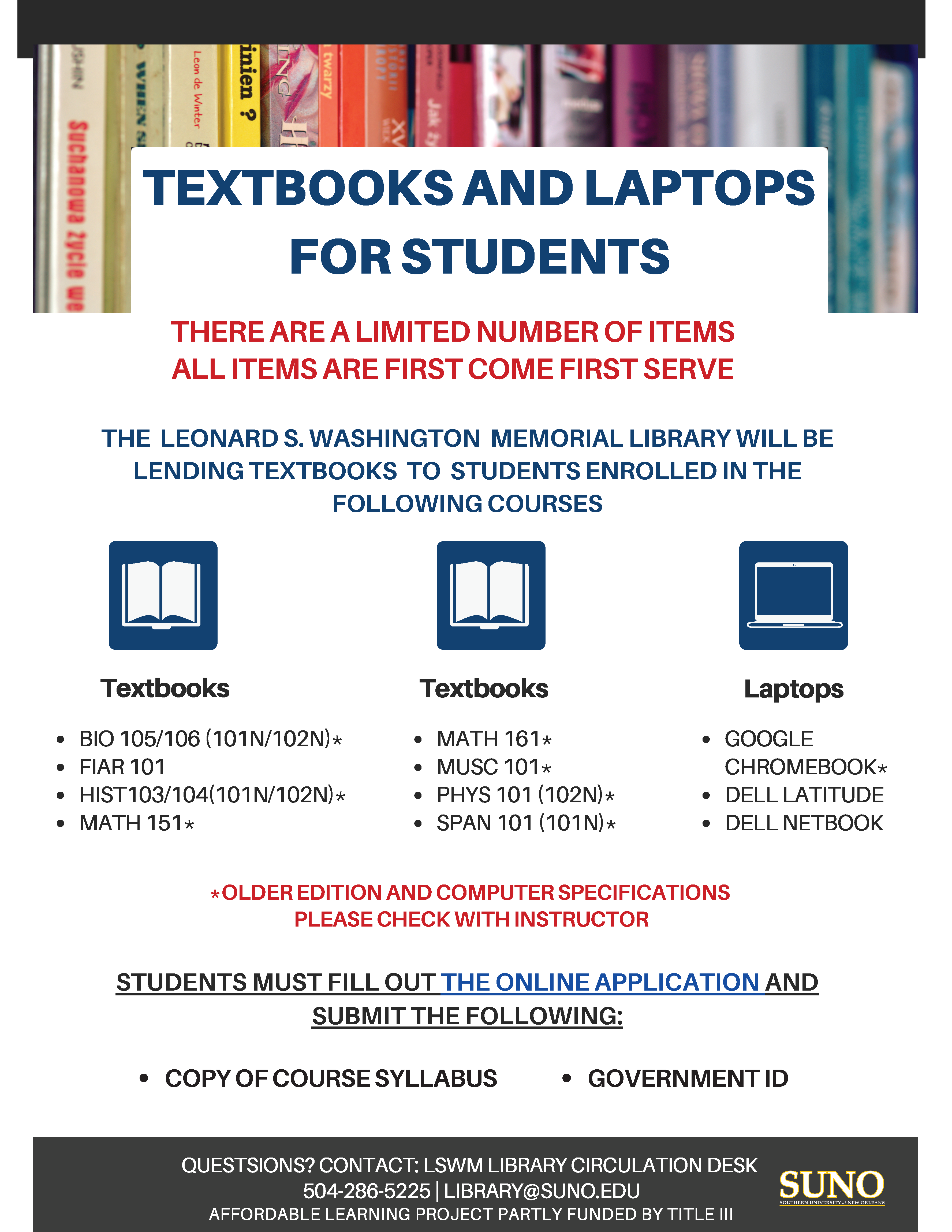Textbook and Laptops for Students